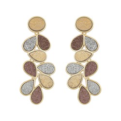 Brinco Fane's Pedra Drusa Ouro Platina Bronze Metal Dourado