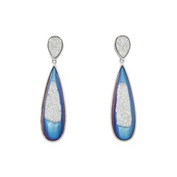 Brinco Fane's Pedra Drusa Platina Metal Prata