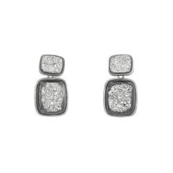 Brinco Fane's Pedra Drusa Platina Metal Prata