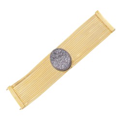 Pulseira Fane's Pedra Drusa Titânio Correntes Imã Metal Dourado