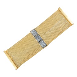 Pulseira Fane's Pedra Drusa Titânio Correntes Imã Metal Dourado