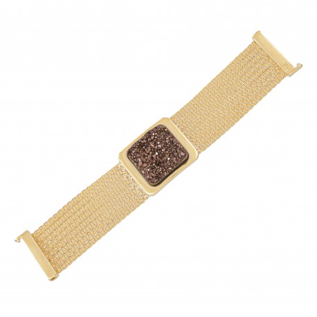 Pulseira Fane's Pedra Drusa Bronze Correntes Imã Metal Dourado