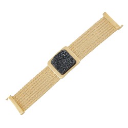 Pulseira Fane's Pedra Drusa Negra Correntes Imã Metal Dourado