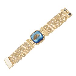 Pulseira Fane's Pedra Drusa Ouro Correntes Imã Metal Dourado