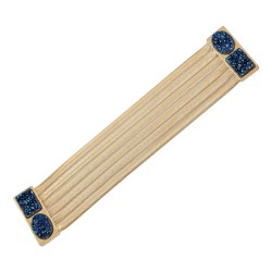 Pulseira Fane's Pedra Drusa Azul Correntes Imã Metal Dourado