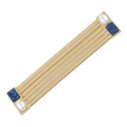 Pulseira Fane's Pedra Drusa Pérola Correntes Imã Metal Dourado