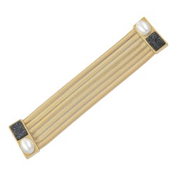Pulseira Fane's Pedra Drusa Pérola Correntes Imã Metal Dourado