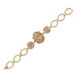 Pulseira Fane's Pedra Drusa Ouro Elos Metal Dourado