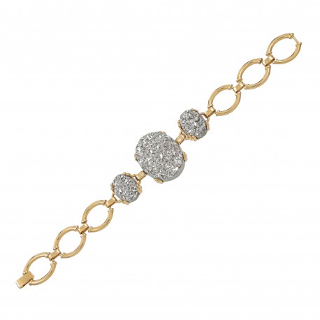 Pulseira Fane's Pedra Drusa Platina Elos Metal Dourado