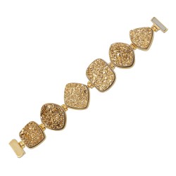 Pulseira Fane's Pedra Drusa Ouro Metal Dourado