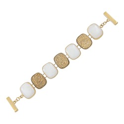 Pulseira Fane's Pedra Drusa e Dolomita Metal Dourado