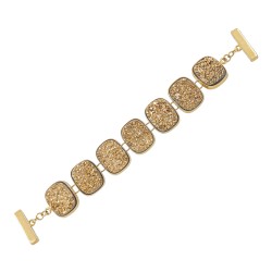 Pulseira Fane's Pedra Drusa Ouro Metal Dourado