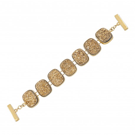 Pulseira Fane's Pedra Drusa Ouro Metal Dourado