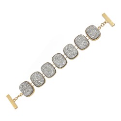 Pulseira Fane's Pedra Drusa Platina Metal Dourado