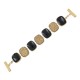 Pulseira Fane's Pedra Drusa Ouro e Onix Metal Dourado