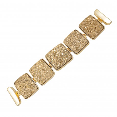 Pulseira Fane's Pedra Drusa Ouro Metal Dourado