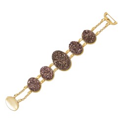 Pulseira Fane's Pedra Drusa Bronze Metal Dourado