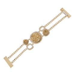 Pulseira Fane's Pedra Drusa Ouro Zircônias Metal Dourado