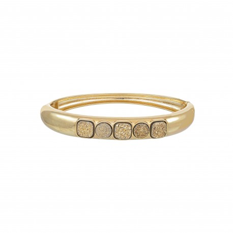 Pulseira Fane's Pedra Drusa Ouro Aro Metal Dourado