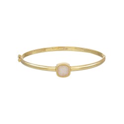 Pulseira Fane's Pedra Drusa Branca Aro Metal Dourado