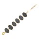 Pulseira Fane's Pedra Drusa Negra Metal Dourado