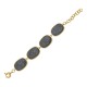 Pulseira Fane's Pedra Drusa Negra Metal Dourado