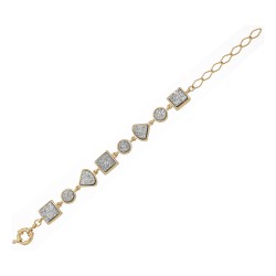 Pulseira Fane's Pedra Drusa Platina Metal Dourado