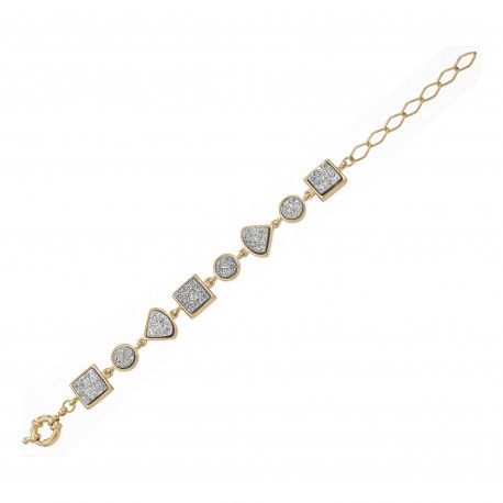 Pulseira Fane's Pedra Drusa Platina Metal Dourado