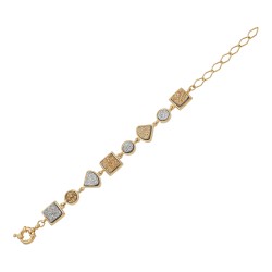 Pulseira Fane's Pedra Drusa Ouro Platina Metal Dourado