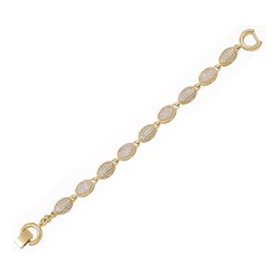 Pulseira Fane's Pedra Drusa Branca Zircônias Metal Dourado