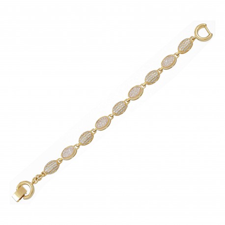 Pulseira Fane's Pedra Drusa Branca Zircônias Metal Dourado