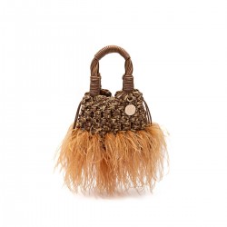 Bolsa Isla Mini Tote Glam Plumas Ouro