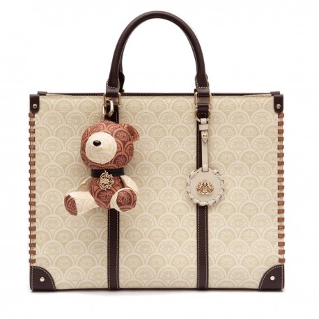 Bolsa Isla Sirena Tote Maxi Monograma Canvas Creme