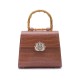 Bolsa Isla Top Handle Média Couro Croco Pecan