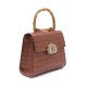 Bolsa Isla Top Handle Média Couro Croco Pecan