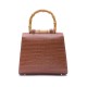 Bolsa Isla Top Handle Média Couro Croco Pecan