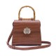 Bolsa Isla Top Handle Média Couro Croco Pecan