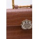 Bolsa Isla Top Handle Média Couro Croco Pecan