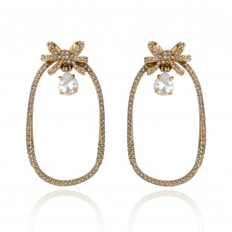 Brinco Claudia Arbex Afeto Argola Cristais Ouro Vintage