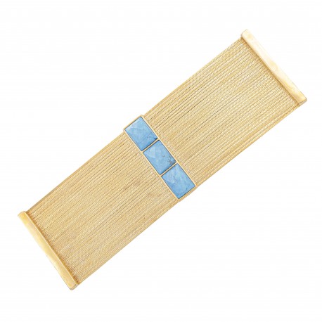 Pulseira Fane's Pedra Natural Correntes Imã Metal Dourado
