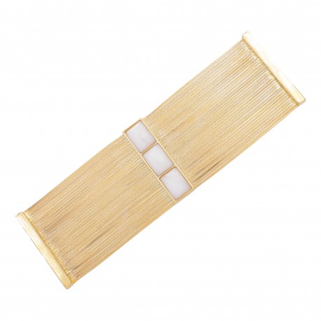 Pulseira Fane's Pedra Natural Correntes Imã Metal Dourado