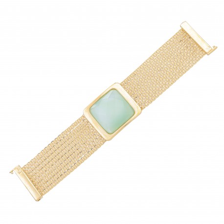 Pulseira Fane's Pedra Natural Correntes Imã Metal Dourado