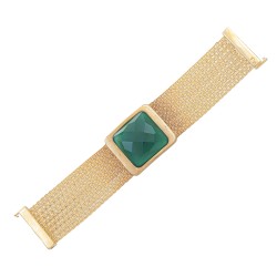 Pulseira Fane's Pedra Natural Correntes Imã Metal Dourado
