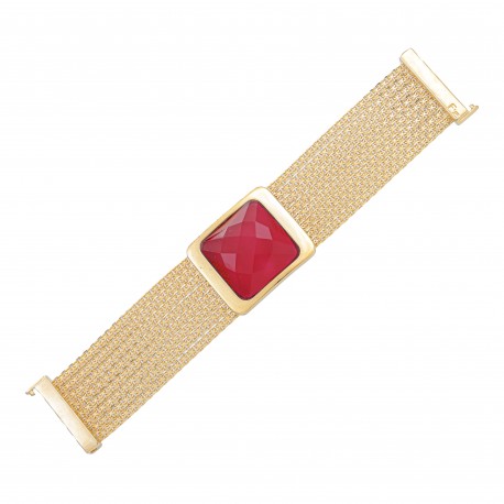 Pulseira Fane's Pedra Natural Correntes Imã Metal Dourado