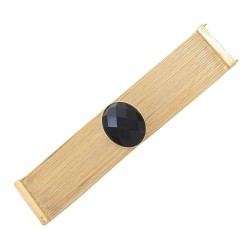 Pulseira Fane's Pedra Natural Onix Correntes Imã Metal Dourado