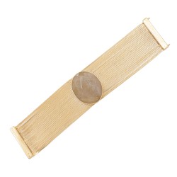 Pulseira Fane's Pedra Natural Quartzo Correntes Imã Metal Dourado