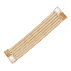 Pulseira Fane's Pedra Natural Pérolas Correntes Imã Metal Dourado
