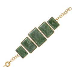Pulseira Fane's Pedra Natural Jaspe Metal Dourado