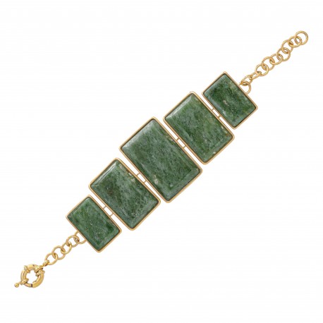 Pulseira Fane's Pedra Natural Jaspe Metal Dourado