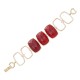 Pulseira Fane's Pedra Natural Cristal Rubi Elos Metal Dourado